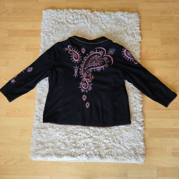 Bob Mackie Blazer Jacket Paisley Embroidered Size 1X Wool Blend Westerncore - Picture 11 of 12